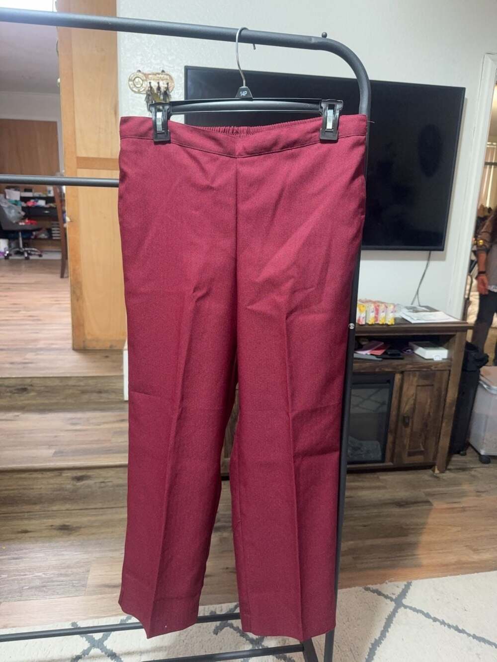 Alfred Dunner Petite 10P Burgundy Elastic Waist Dress Pants